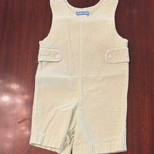 Monday's Child Light Green Seersucker Kids Overall Romper